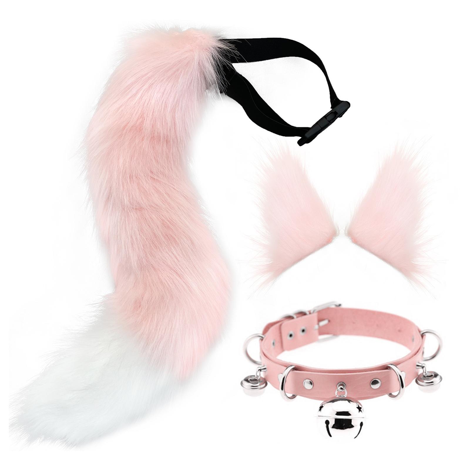 Cosplay Costume Set Fur Cat Ears Long Tail for Role Play Masquerade