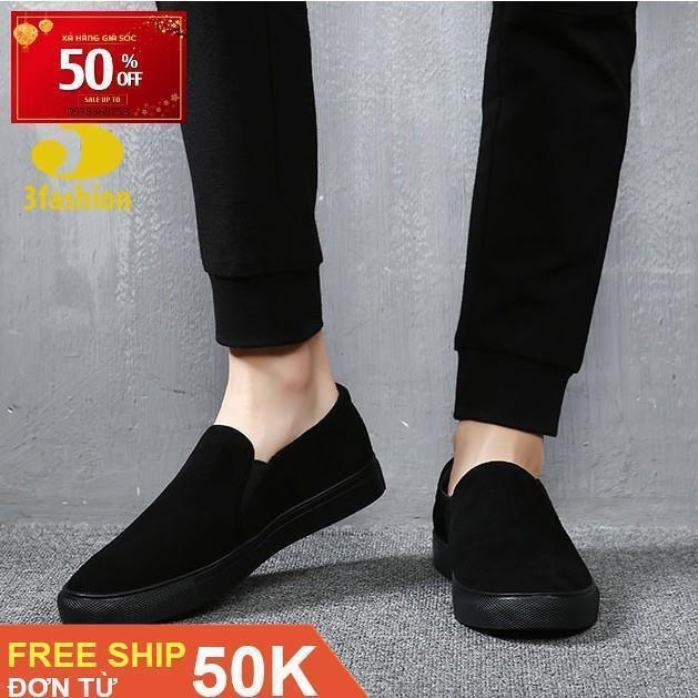 FreeShip Giày Slip-On Vải Cao Cấp Mềm Êm Chân Thiết Kế Nam Tính 3Fashion - 2737