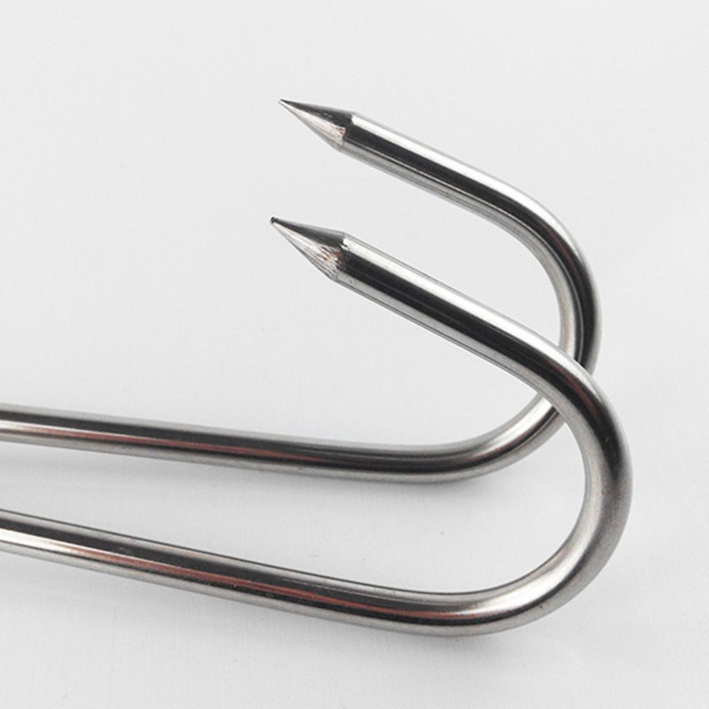 3-Prong Meat Hook Swivel Stainless Sausage Meat Hook Kitchen 0.35x25cm 2pcs