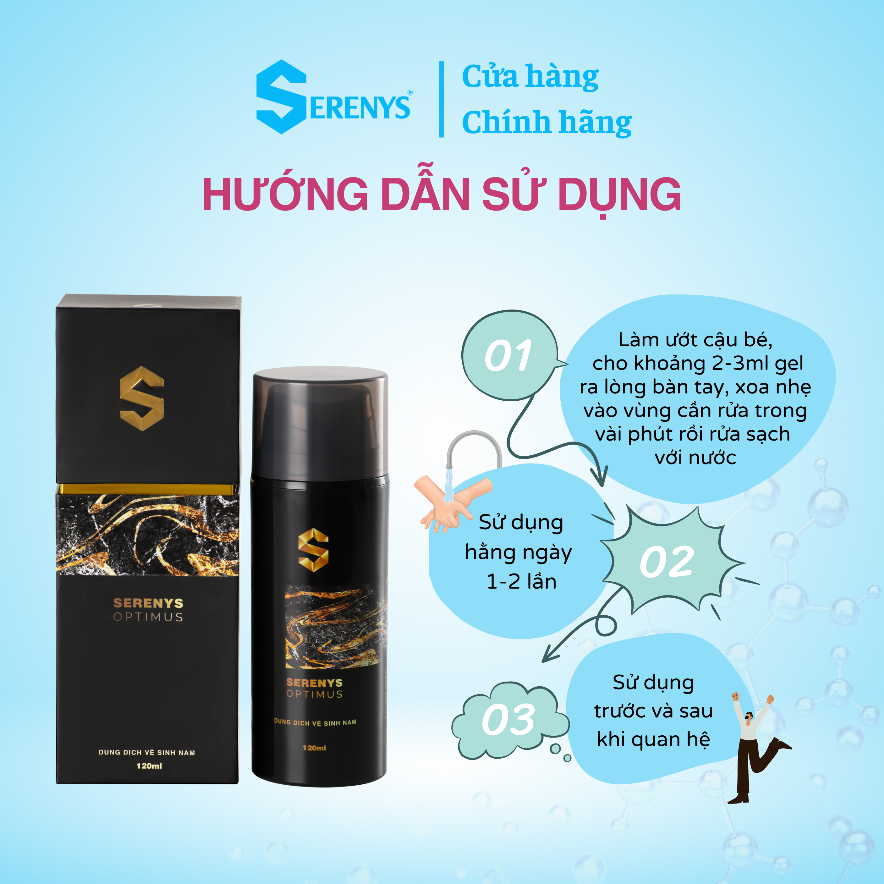 Combo 2 Gel vệ sinh nam Serenys Optimus 120ml - Dung dịch vệ sinh phụ khoa nam giới