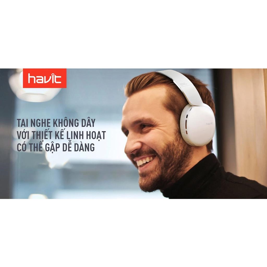 Tai Nghe Bluetooth Headphone HAVIT H600BT, Driver 40mm, BT 5.0, Nghe Đến 8H, Gập Gọn 90 - Hàng Chính Hãng