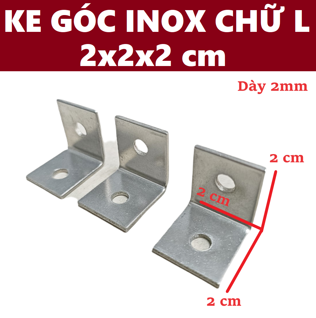 Ke góc inox chữ L bản rộng 2cm ( 2x2x2 cm )