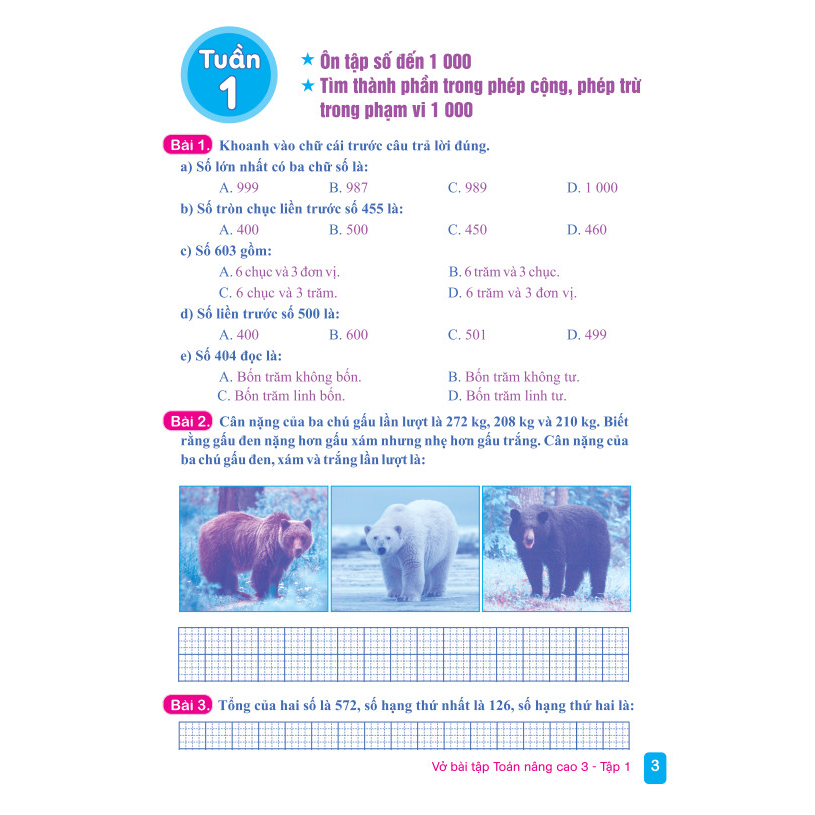 Vở Bài Tập Toán Nâng Cao 3 Tập 1 - Biên soạn theo chương trình GDPT mới - ND