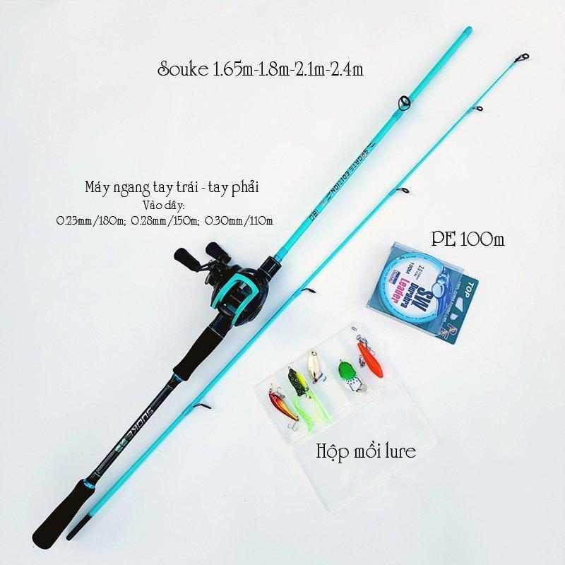 Bộ cần câu lure máy ngang cao cấp Souke ngang BCC08 - Sanami Fishing