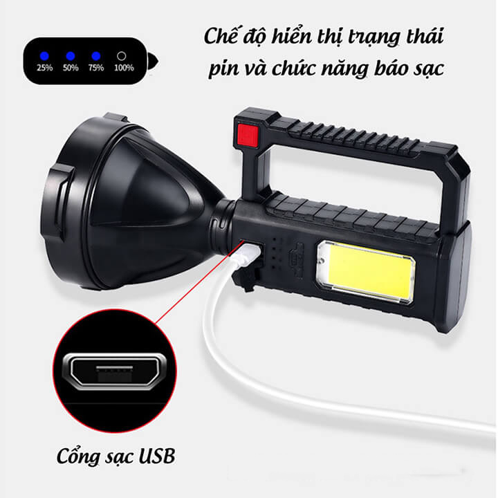 Đèn Pin Cầm Tay Siêu Sáng Có Chân Đế L832 Chiếu Xa 100m, 4 Chế Độ Sáng, Đèn Pin Xách Tay Chống Thấm Nước