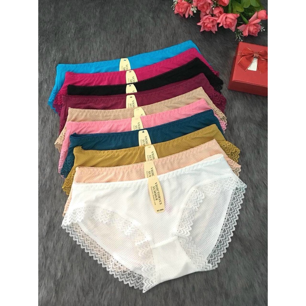 Combo 10 Quần lót nữ su thông hơi viền ren mịn mát - Bơ Chip