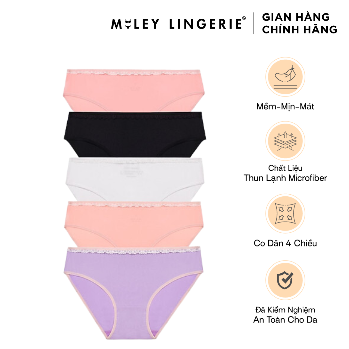 Combo 5 Quần Lót Nữ Thun Lạnh Trơn Comfort Miley Lingerie BMS - Giao màu ngẫu nhiên