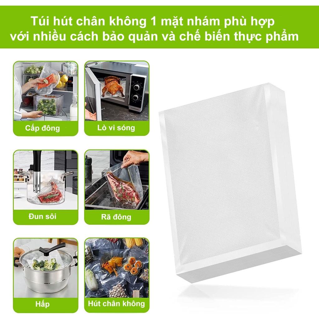 Túi hút chân không thực phẩm bộ 100 túi hút chân không 1 mặt nhám túi nhám hút chân không