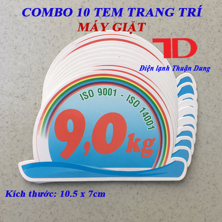 Combo 10 Tem dán trang trí Máy Giặt loại 9KG