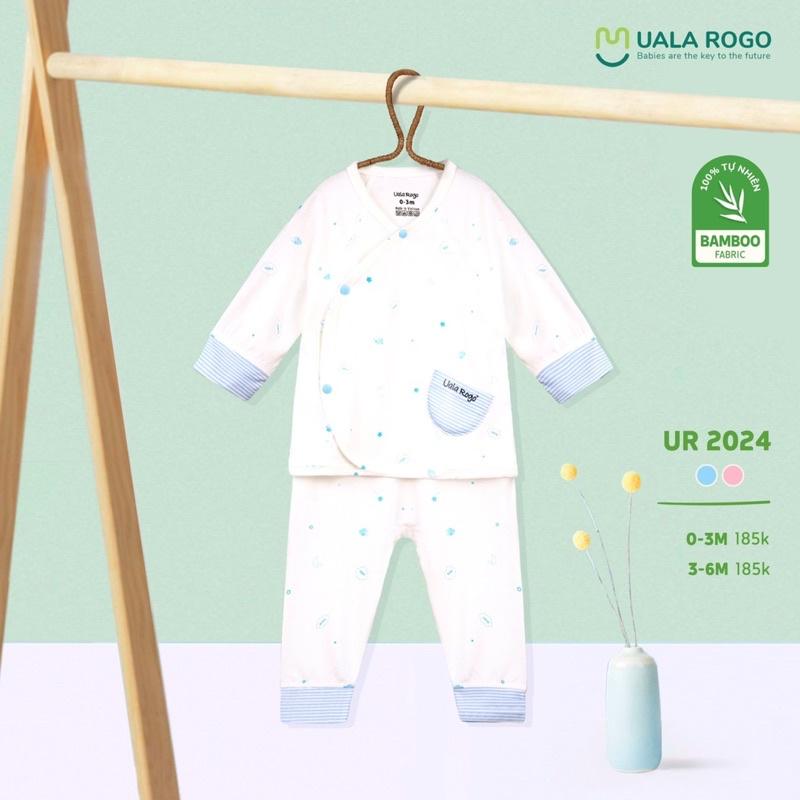 Bộ QA Sơ Sinh Dài Tay Cài Lệch Hoạ Tiết Bamboo UalaRogo