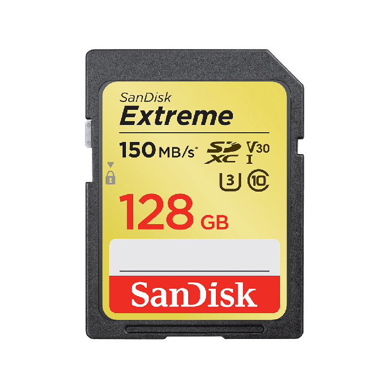 Thẻ nhớ SDXC SanDisk Extreme 128GB Class 10 U3 UHS 150MB/s (Vàng) Hàng Chính Hãng