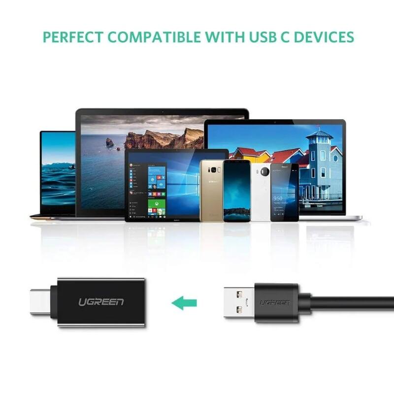 Ugreen UG20808US173TK Màu Đen Đầu chuyển đổi TYPE C sang USB 3.0 vỏ nhựa ABS - HÀNG CHÍNH HÃNG