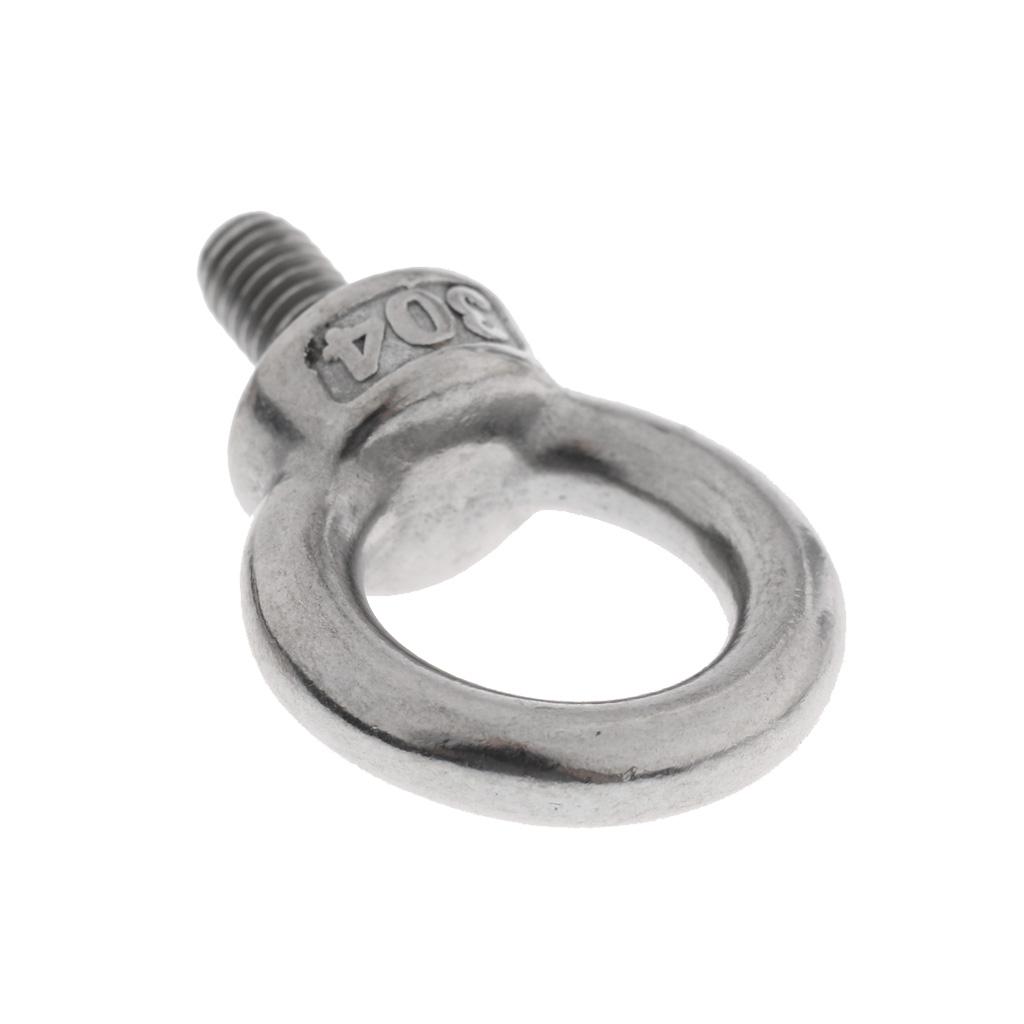 10pcs M6 Marine Grade 304 Stainless Steel Lifting Eye Bolt Ring Screw Bolt