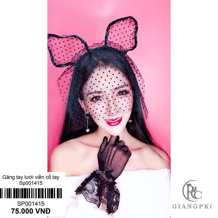 Găng tay đen lưới đính ren viền cổ tay chụp hình cô dâu GiangPKC