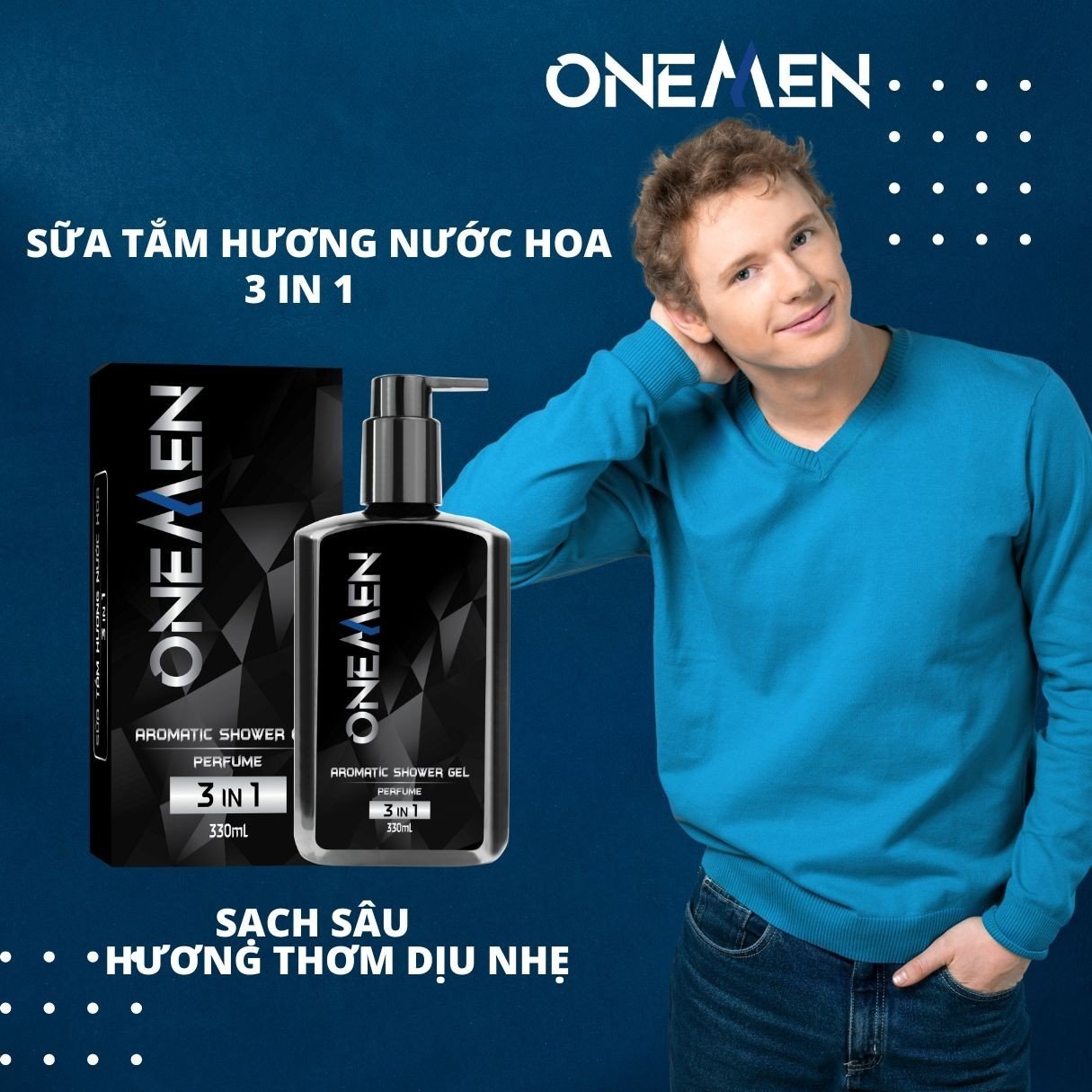 Combo 2 Sữa Tắm Gội Hương Nước Hoa 3IN1 Aromatic Shower Gel ONEMEN 330ml