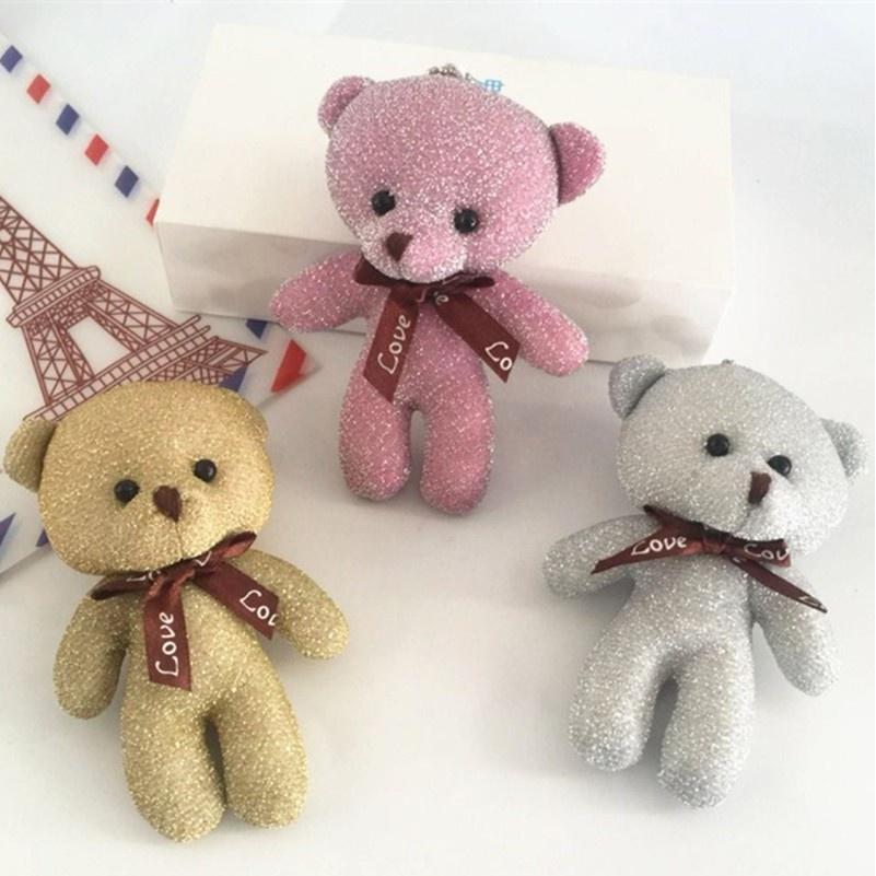 Móc khóa gấu bông teddy kim tuyến treo balo, túi xách, điện thoại