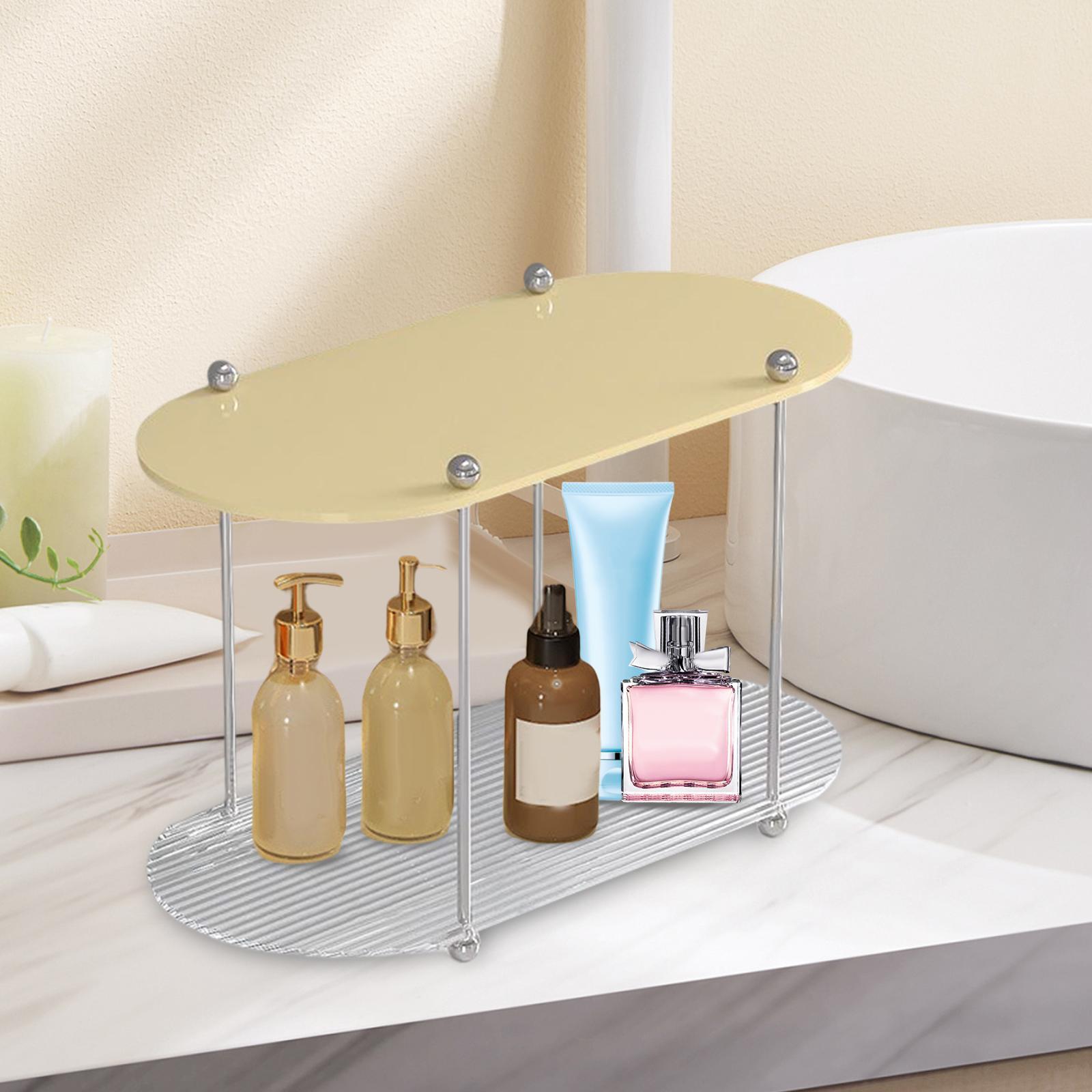 2 Tier Bathroom Storage Rack Makeup Organizer Shower Caddy Shelf Coutertop Container Vanity Tray for Kitchen Cosmetic Bedroom Dorm Toilet
