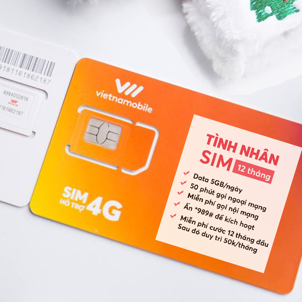 Tình nhân sim 12 tháng - 5GB/ngày, 50 phút gọi ngoại mạng/tháng - Miễn phí gọi nội mang và cước 12 tháng đầu tiên