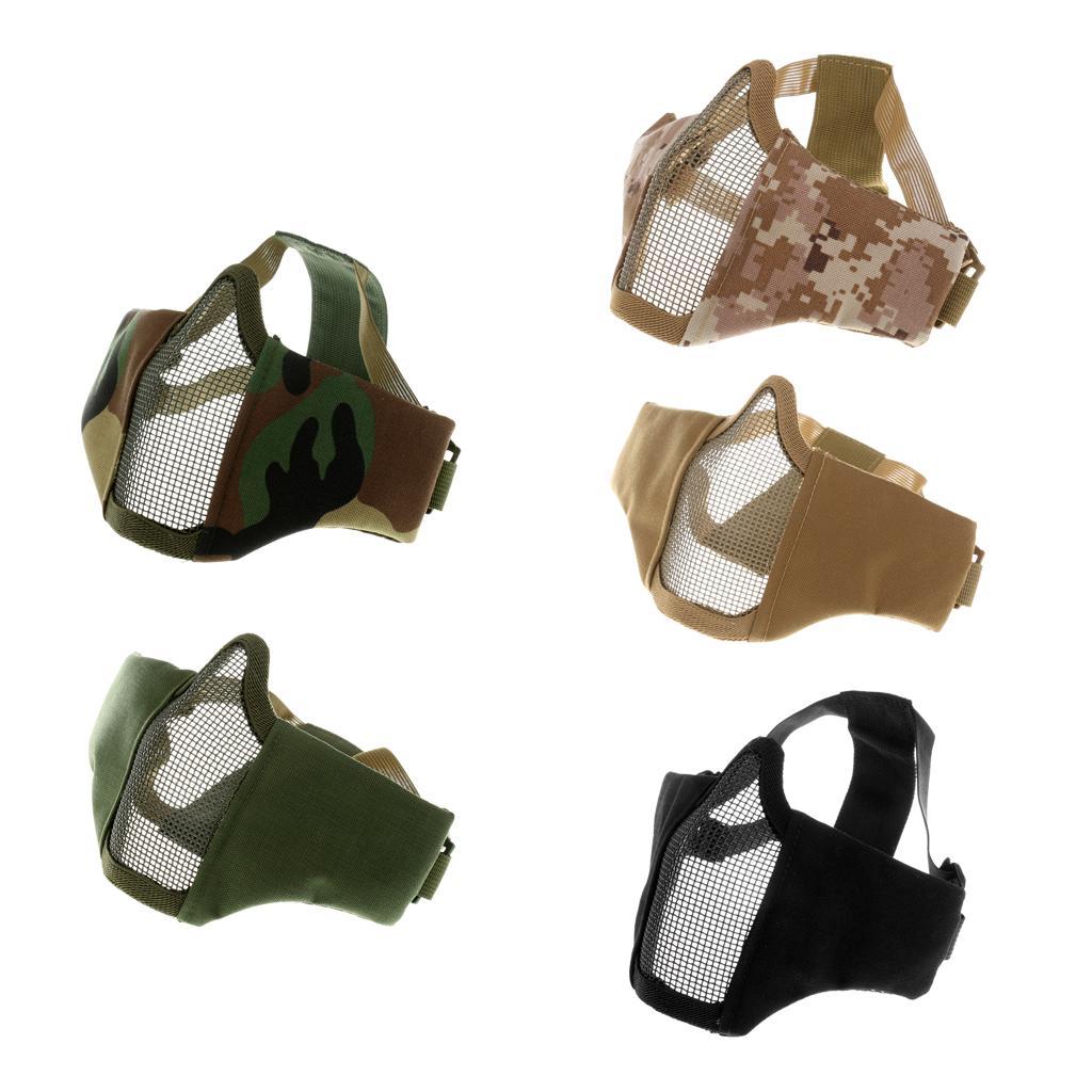 Half Face Lower Mask Metal Steel Mesh Adjustable Hunting Mask for Paintball Army CS