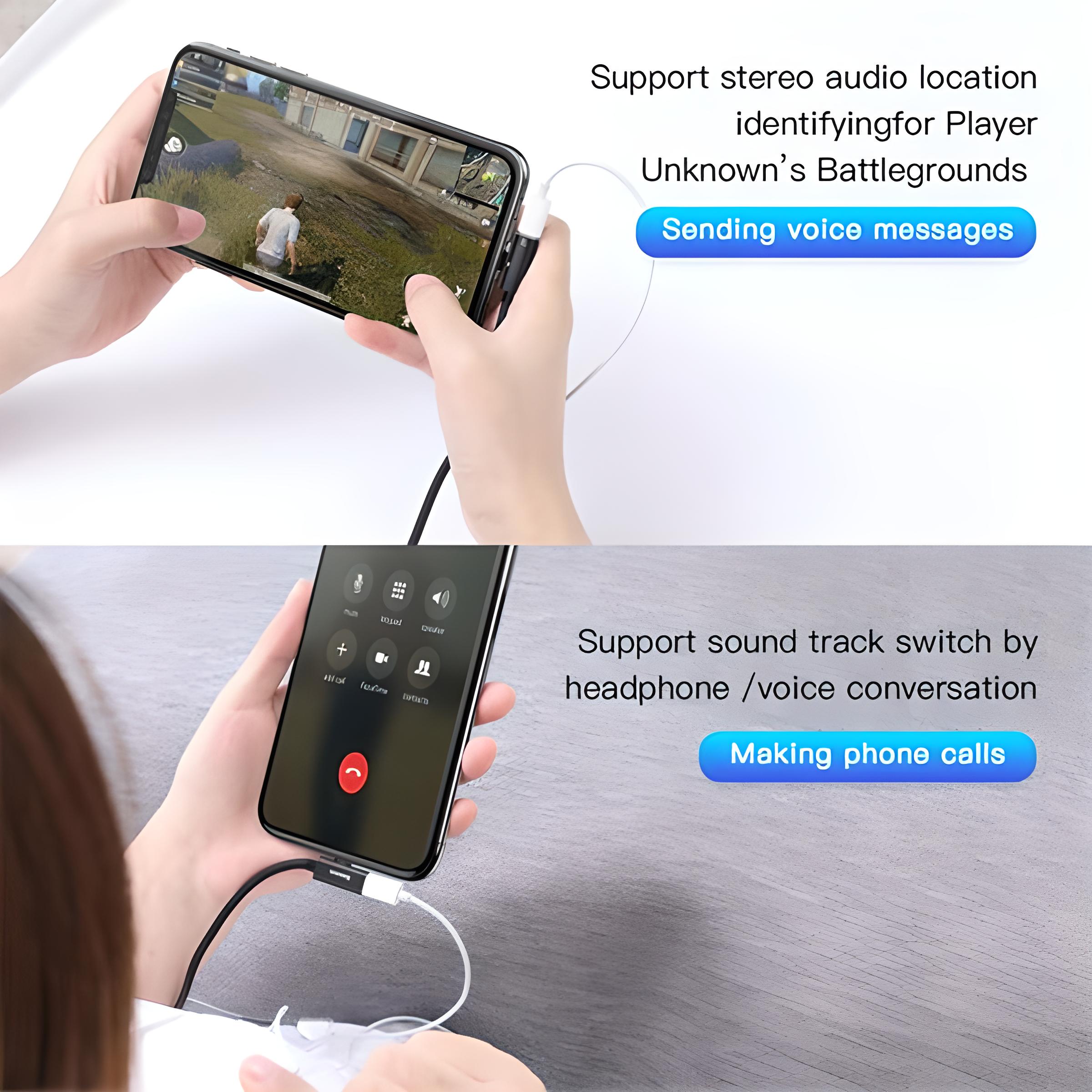 Dây cáp sạc nhanh 2.1A kiêm khe cấm jack tai nghe cho iPhone / iPad hỗ trợ vừa sạc vừa nghe nhạc hiệu Baseus Entertaining Audio Cable (chip sạc thông minh, đầu cắm Elbow) - hàng nhập khẩu