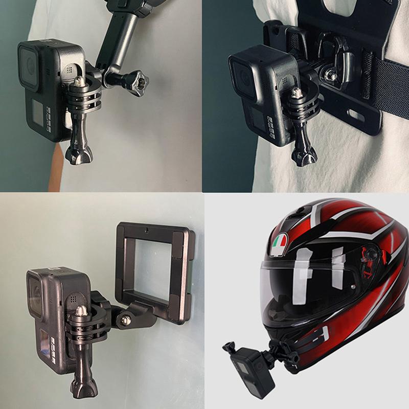 Bộ phận mũ bảo hiểm xe máy Chin giá treo máy ảnh máy ảnh cho DJI Hành động 2/Insta360 Máy ảnh thể thao hành động Bộ chuyển đổi dọc