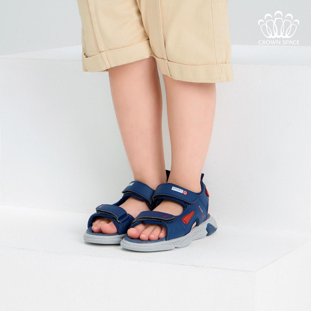 Dép Quai Hậu Sandal Bé Trai Đi Học Đi Chơi Crown Space Cao Cấp CRUK556 - Nhẹ Êm, Chống Hôi Chân Màu Xanh Size 26-35