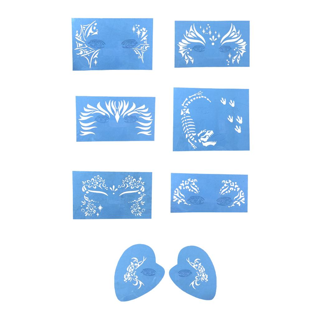 7 Hoa Văn Có Thể Tái Sử Dụng Mặt Mắt Sơn Stencil Áo Lạ Mắt Trang Điểm Hình Xăm Bản Mẫu