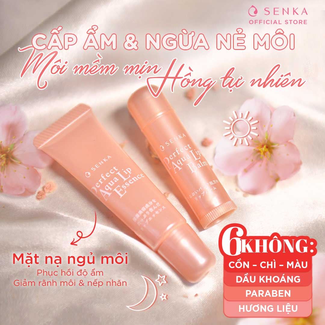 Mặt nạ ngủ dưỡng môi cấp ẩm giảm nhăn dạng tinh chất Senka Perfect Aqua Essence 10g