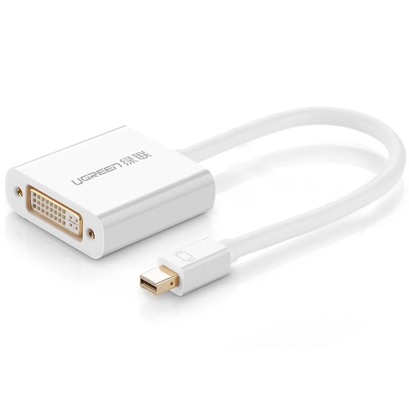 Cáp chuyển đổi Mini DP sang DVI 15CM màu Trắng Ugreen GK10402 Hàng chính hãng