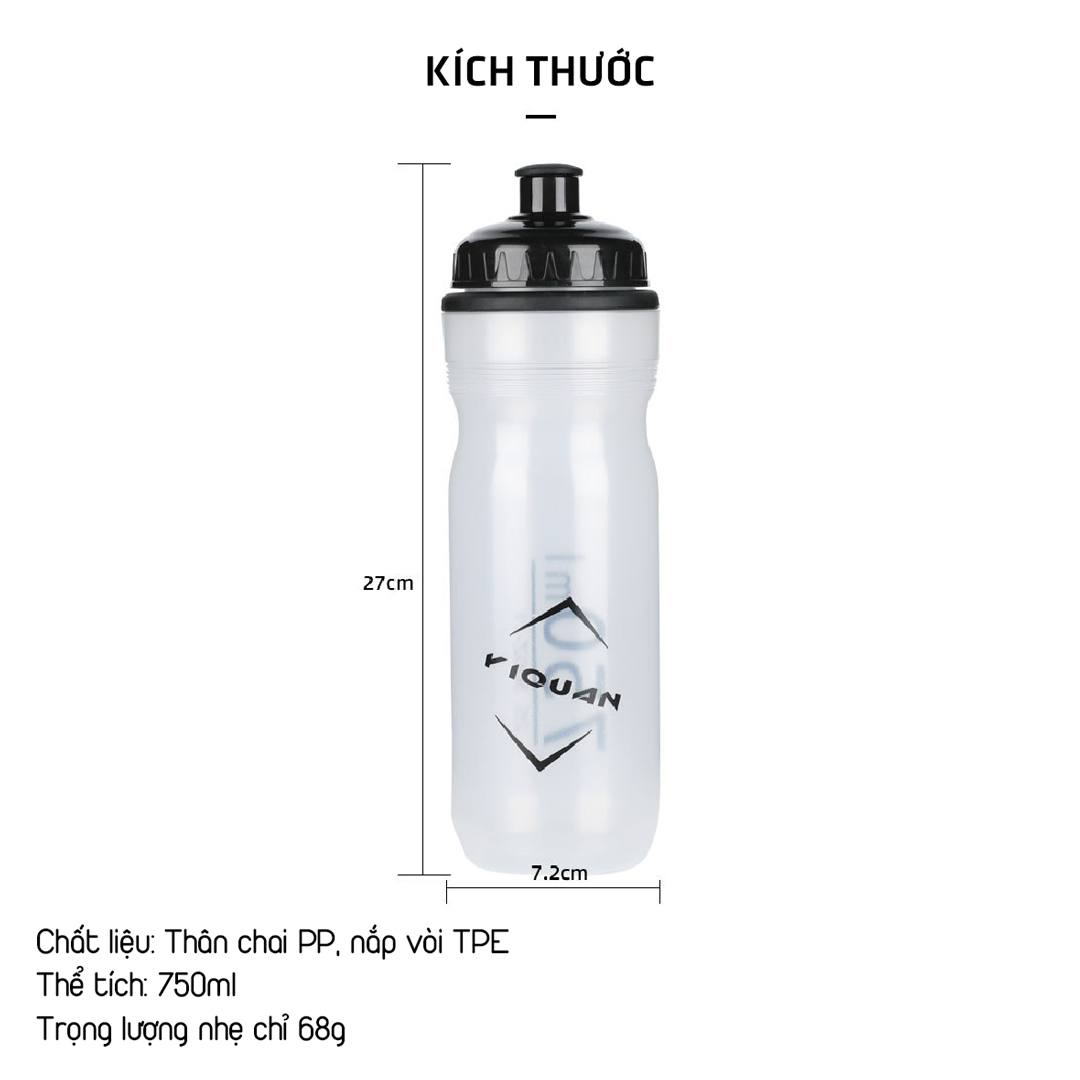 Bình Chai Nước Xe Đạp Lớn 750ml YQ750 Chất Liệu Nhựa PP An Toàn Dễ Dàng Vệ Sinh MaiLee