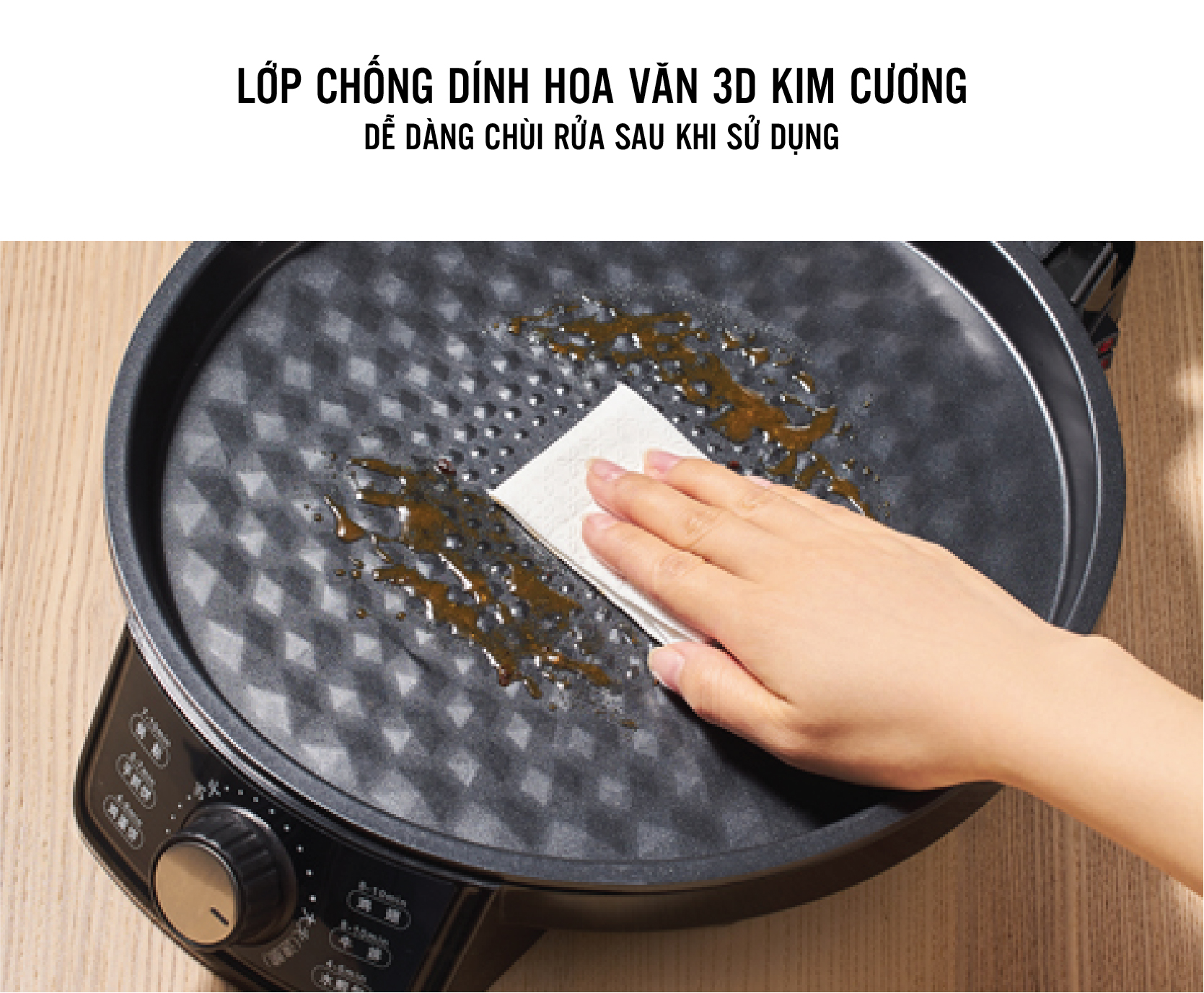 Chảo Điện Đa Năng Bắng Thép Không Gỉ KC-BD02, Công Suất 1200W