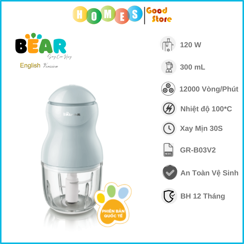 Máy Xay Ăn Dặm Cho Bé BEAR GR-B03V2 0.3L 120W - Hàng Chính Hãng