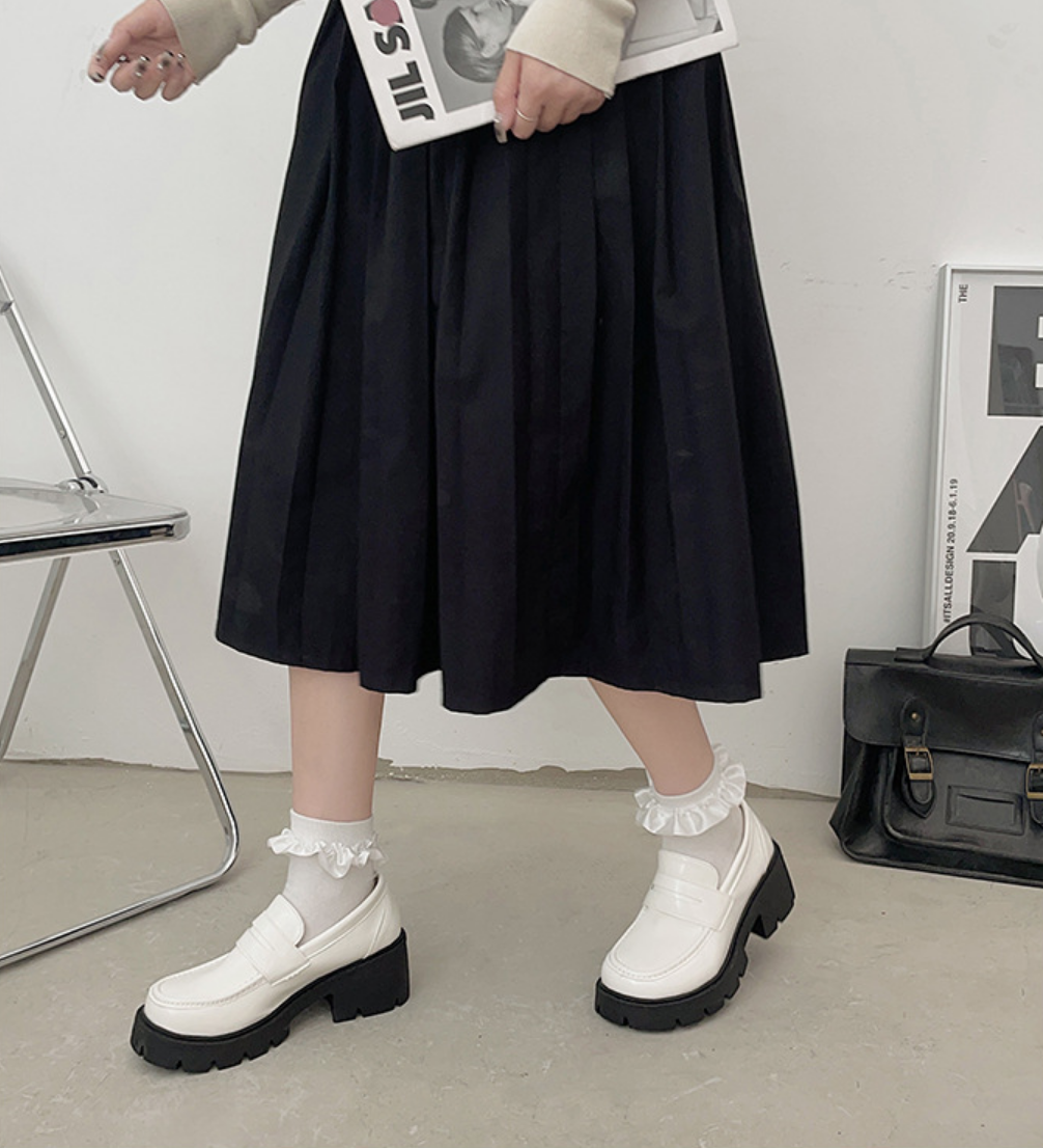 Giày LOAFER nữ/ Giày LOLITA da bóng đế dầy LOẠI TỐT phong cách Hàn Quốc GBN119