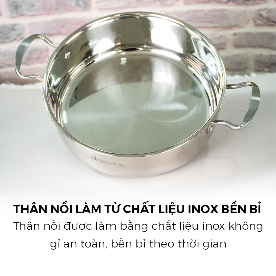 [MUA 1 TẶNG 1] Nồi lẩu đáy từ cao cấp DREAMER DKW-HPL125W có kèm nắp thuỷ tinh, Bảo hành 18 tháng, Hàng chính hãng