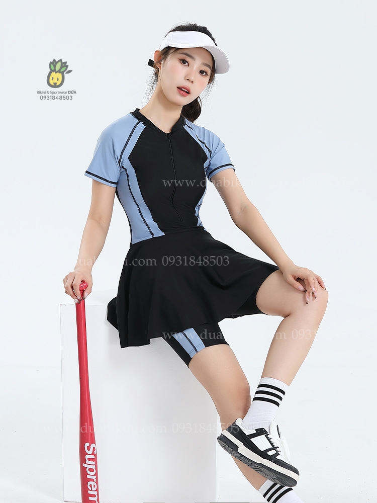 Đồ Bơi Liền Quần Váy Tay Ngắn 1203