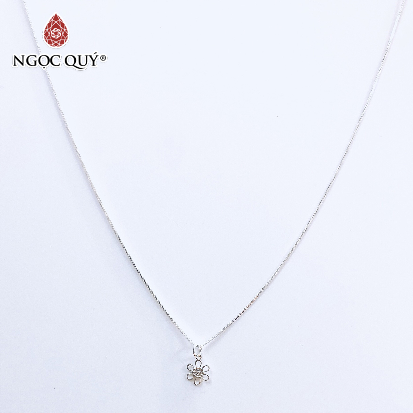 Dây chuyền bạc mặt hoa 6 mặt - Ngọc Quý Gemstones