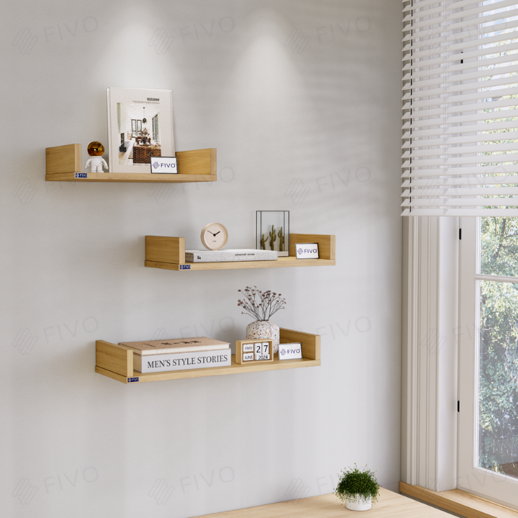 Kệ Sách Gỗ Treo Tường Chữ U FIVO FB43 Gỗ Dày Chống Ẩm, Sản Phẩm Vừa Treo Tường Vừa Có Thể Để Bàn, Phù Hợp Mọi Không Gian