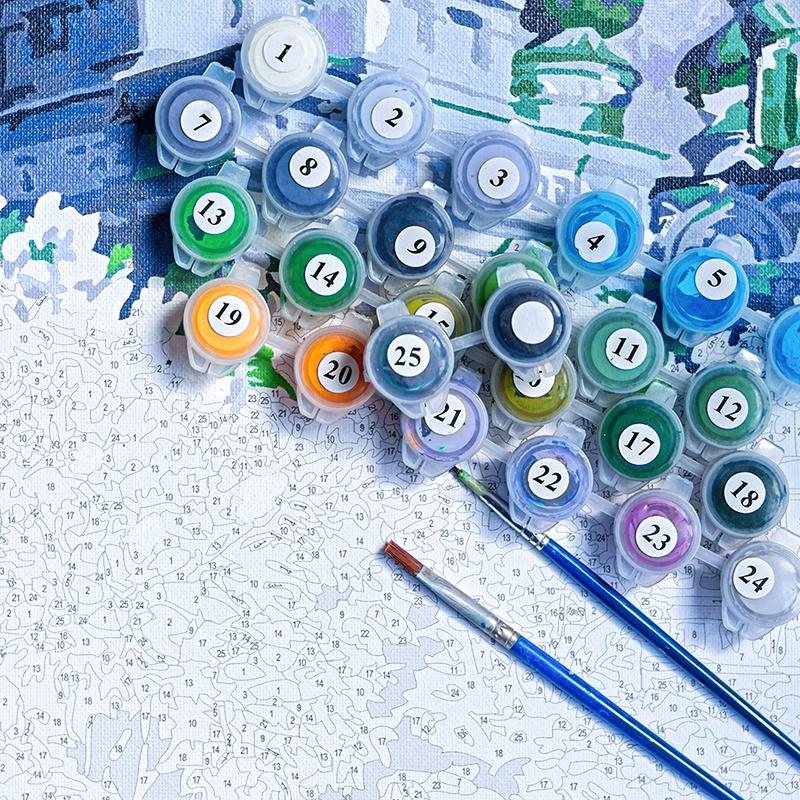 Tranh số hóa - Ngôi nhà nhỏ trong rừng đã căng khung 40x50cm 30 màu