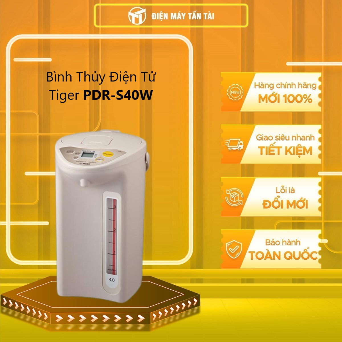 Bình Thủy Điện Tử Tiger PDR-S40W - 4L - Hàng Chính Hãng