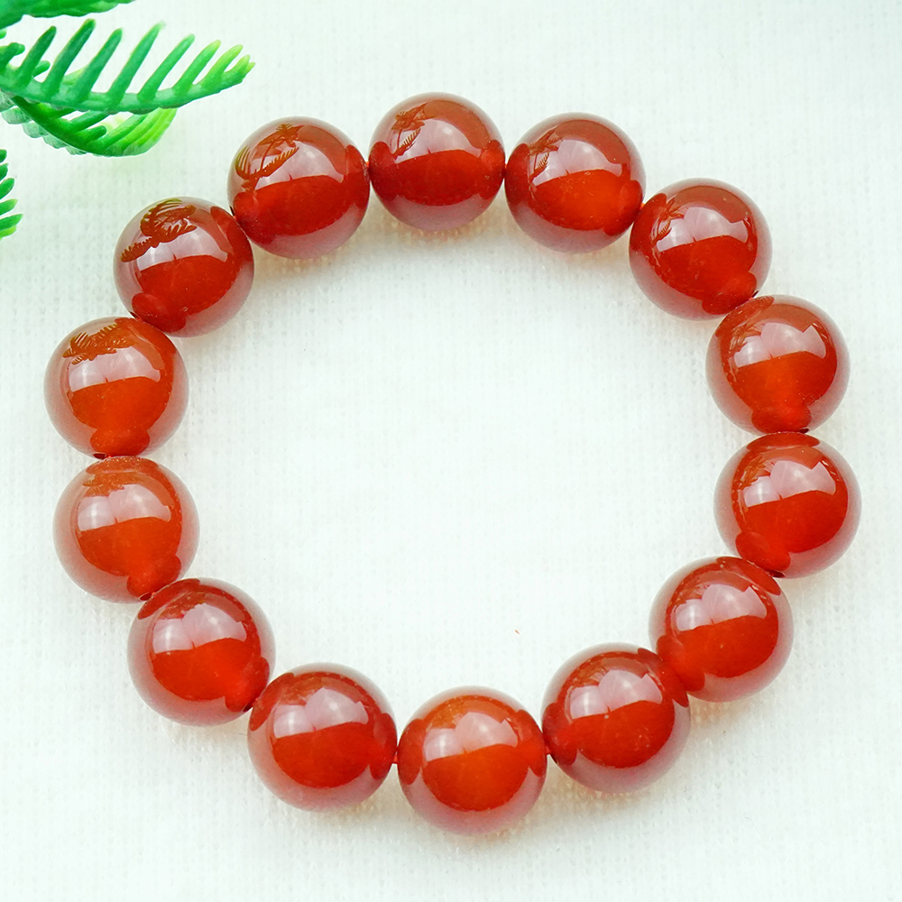 Vòng tay mã não đỏ tự nhiên 14 mm