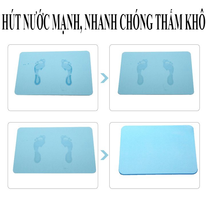 Thảm Đá Lau Chân Nhật Bản Siêu Thấm Hút KÍCH THƯỚC 60X40cm Siêu Thấm Nước, Chống Nấm Mốc Trơn Trượt Cho Phòng Tắm - Hàng Chính Hãng MINIIN