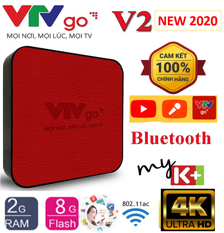 Android tivi box VTVgo V2 2020 kèm điều khiển Giọng nói - Ram 2GB - Hàng Chính Hãng