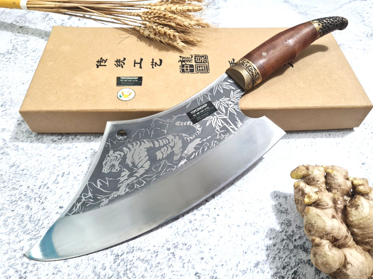 DAO BẾP - DAO THÁI CHẶT HOA VĂN HỔ DT150 ĐỘC 6996 topcomshop vn