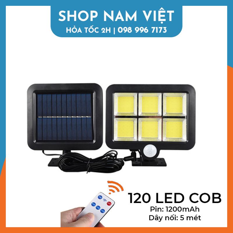 Đèn Led Chiếu Sáng Sân Vườn Năng Lượng Mặt Trời Cảm Ứng Chuyển Động - 120 Led COB Kèm Remote