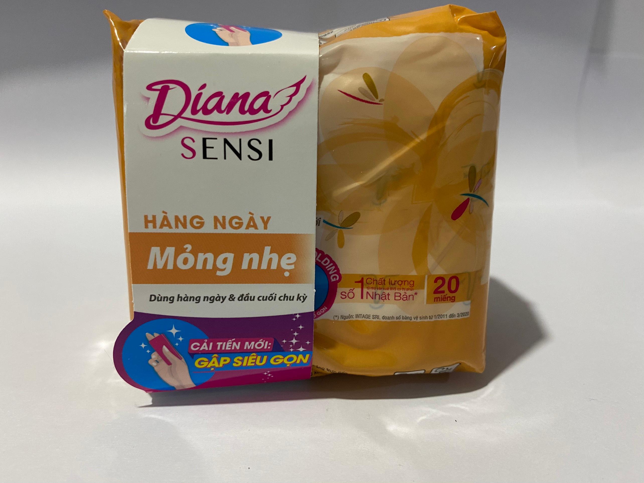 COMBO 3 Băng vệ sinh Diana Sensi Hàng ngày Mỏng nhẹ 20 miếng/gói X3