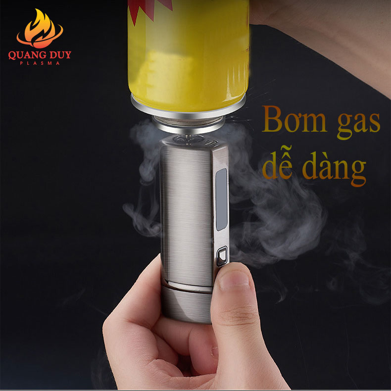 Bật lửa khò 3 tia công tắt điện đánh lửa sạc pin, bơm gas sử dụng độc đáo và tiện lợi