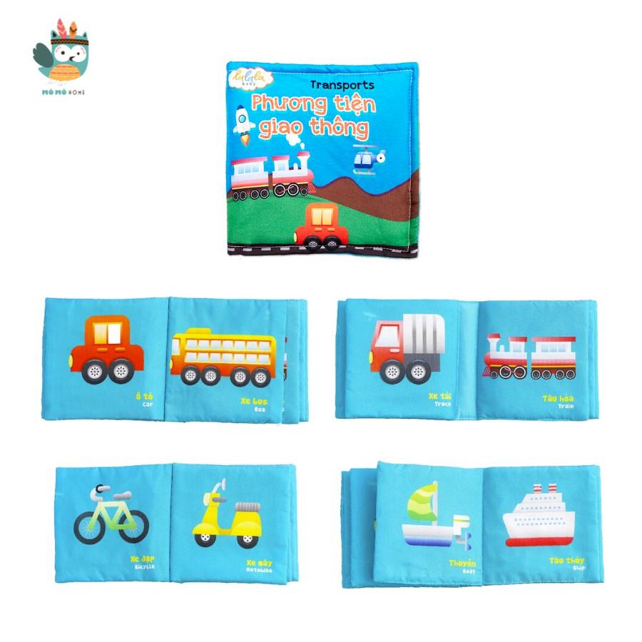 Combo 2 cuốn sách vải cho bé Lalala baby, kích thích đa giác quan (Phương tiện giao thông, Động vật)