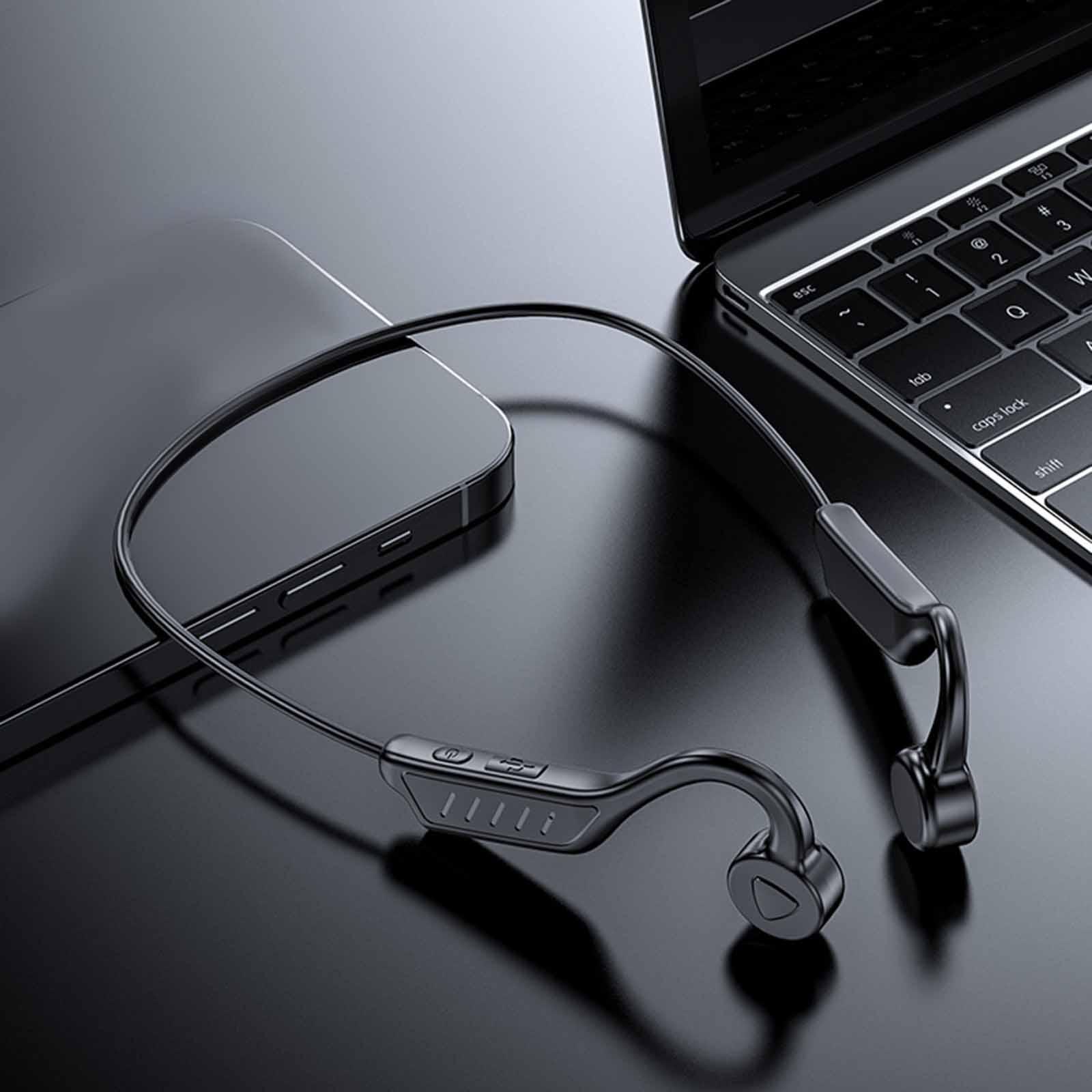 BL15 Bone Conduction Headphones Bluetooth Open-Ear Stereo Sweatproof Foldable Wireless Earphone for Drivers Meeting Sports Noise Reduction