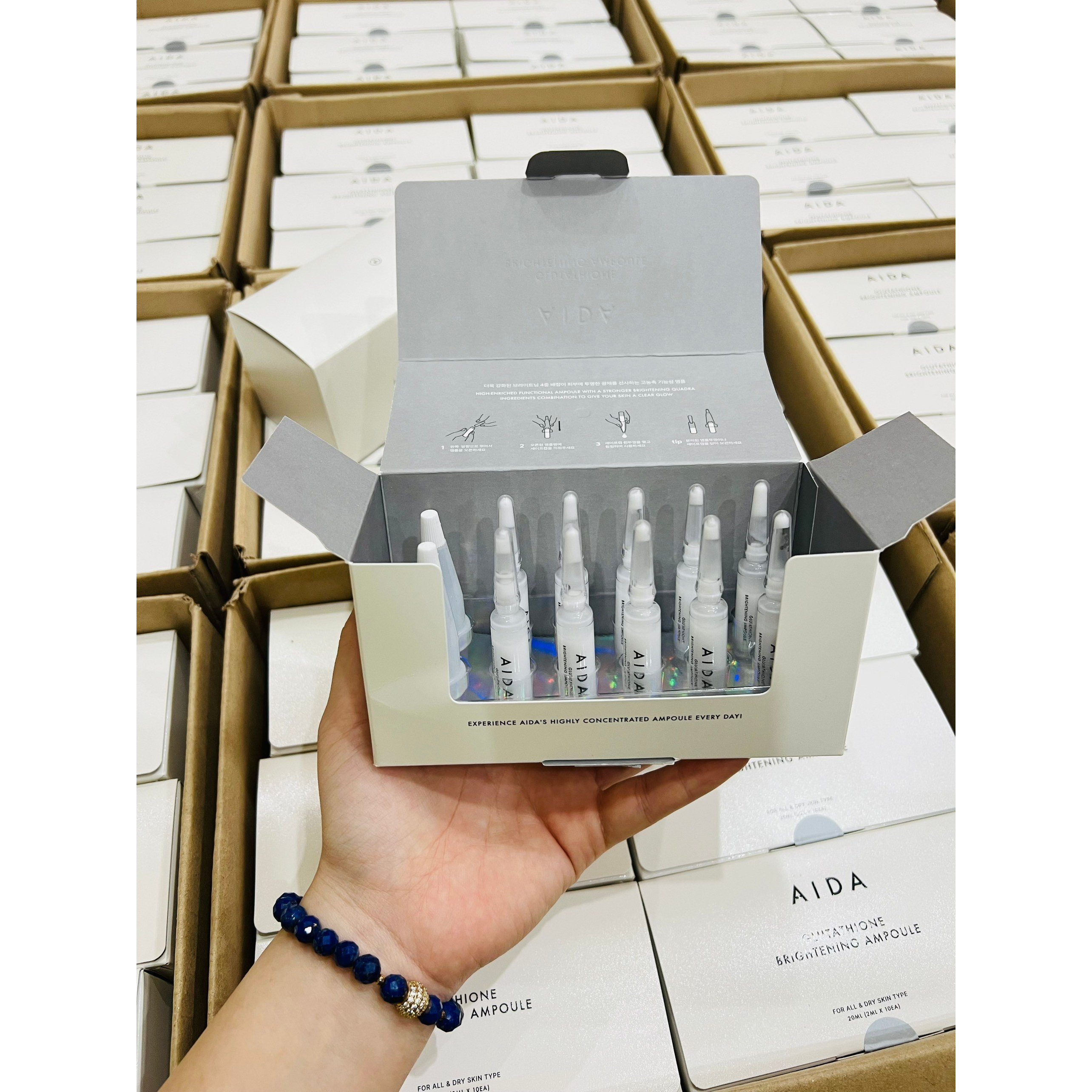 Tinh chất dưỡng da Tế bào gốc Glutathione AIDA hộp 10 ống