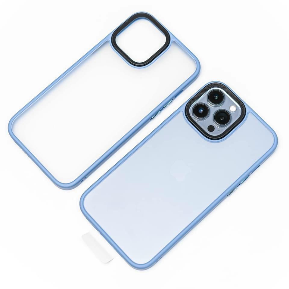Ốp lưng LIKGUS lưng PC nhám, viền TPU màu xanh, có gờ bảo vệ camera cho máy iPhone 13 pro max , 13 pro, 13- Hàng nhập khẩu